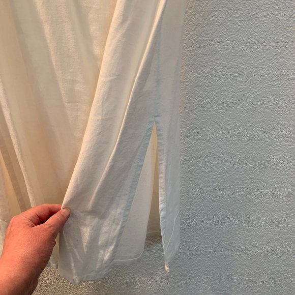 2 piece sleeveless skirt set white linen sz small - Picture 10 of 13